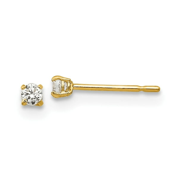 14kt Yellow Gold Madi K 2mm Round CZ Basket Set Stud Earrings 14kt Yellow Gold Madi K 2mm Round CZ Basket Set Stud Earrings